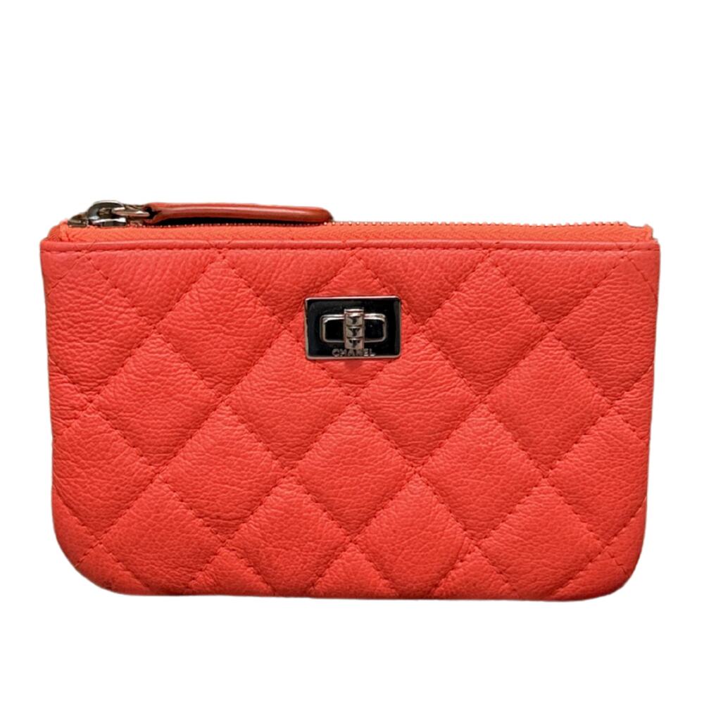 AUTHENTIC Chanel 2.55 Reissue Small O-Case Quilted Cosmetic Pouch GoatskinCh